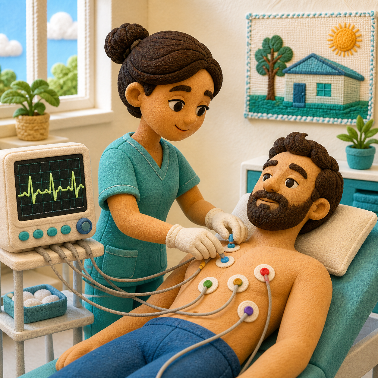 Ilustração de ECG para Enfermagem
